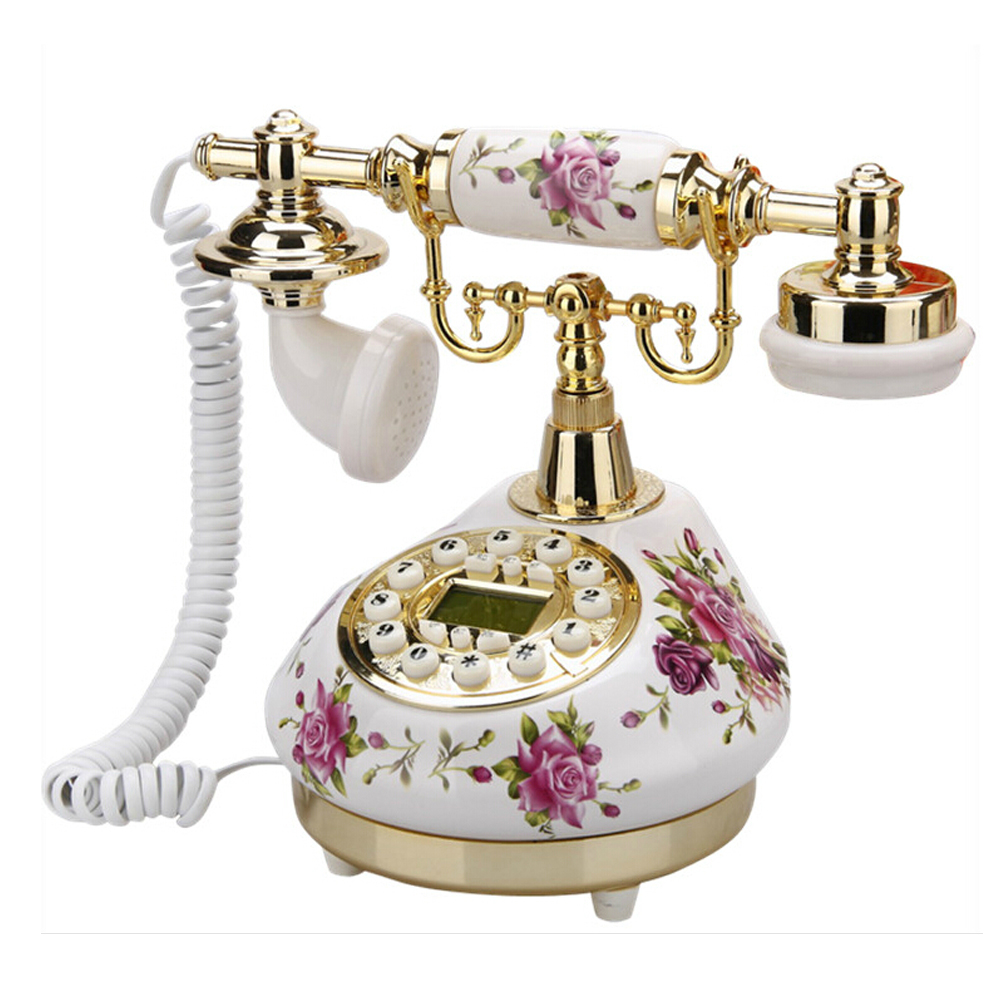 Home Office Call Center - โทรศัพท์แบบมีสาย Retro โทรศัพท์พื้นฐานสําหรับ Home/Office/โรงแรม, จีนเซรามิคโบราณโทรศัพท์แฟชั่นเก่า Decor