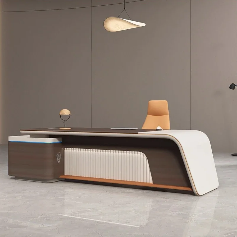 Home Office L Shaped Desk - โต๊ะคอมพิวเตอร์พร้อมที่เก็บของ โต๊ะทำงานพร้อมที่จัดระเบียบ โต๊ะทำงานผู้บริหารหรูหราทันสมัย โต๊ะทำงานรูปตัว L พร้อมลิ้นชัก
