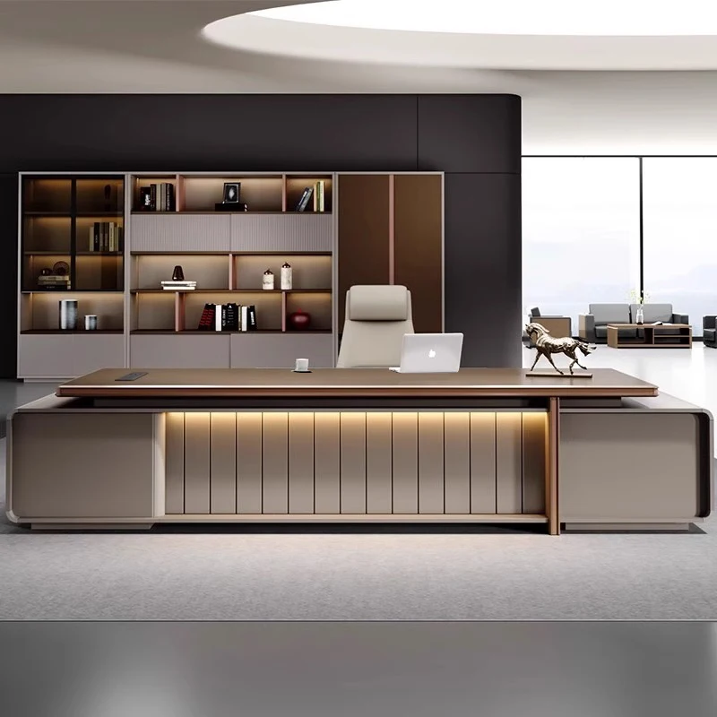Home Office L Shaped Desk - โต๊ะทำงานตั้งพื้นรูปตัว L หรูหรา โต๊ะทำงานผู้บริหาร เฟอร์นิเจอร์สำนักงาน สไตล์นอร์ดิก