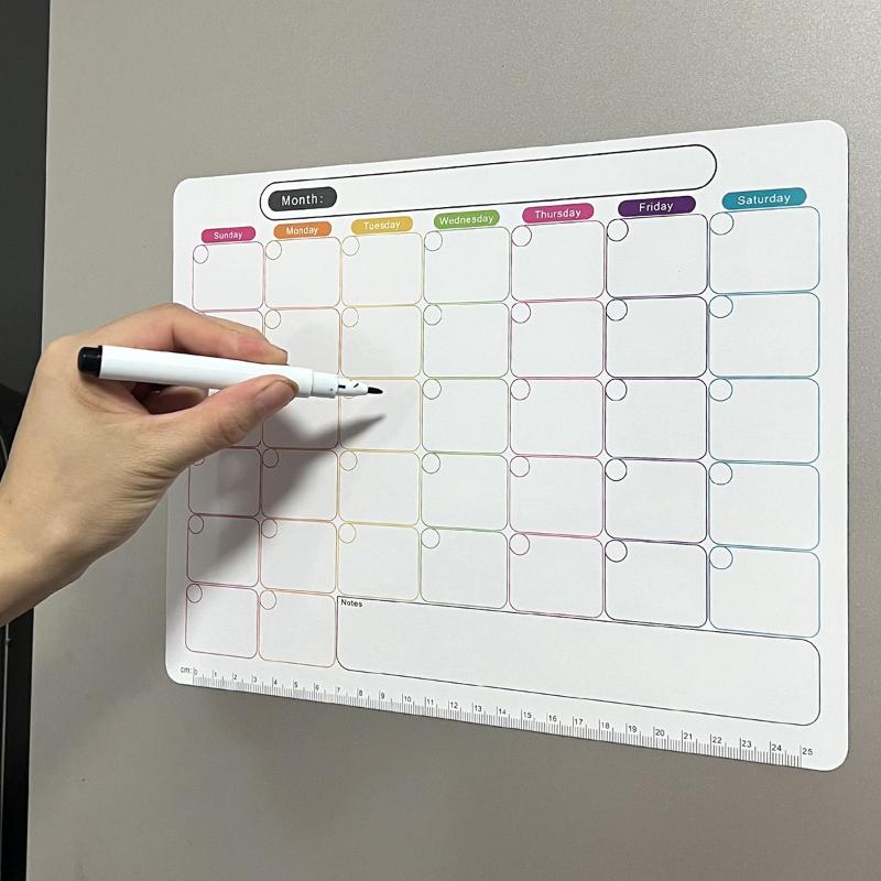 Magnetic Calendar Board - ปฏิทินแม่เหล็กติดตู้เย็นแบบลบได้ ปฏิทินวางแผนรายเดือน ไวท์บอร์ด กระดานบันทึกข้อความ แผ่นบันทึก ตกแต่งตู้เย็นในครัว