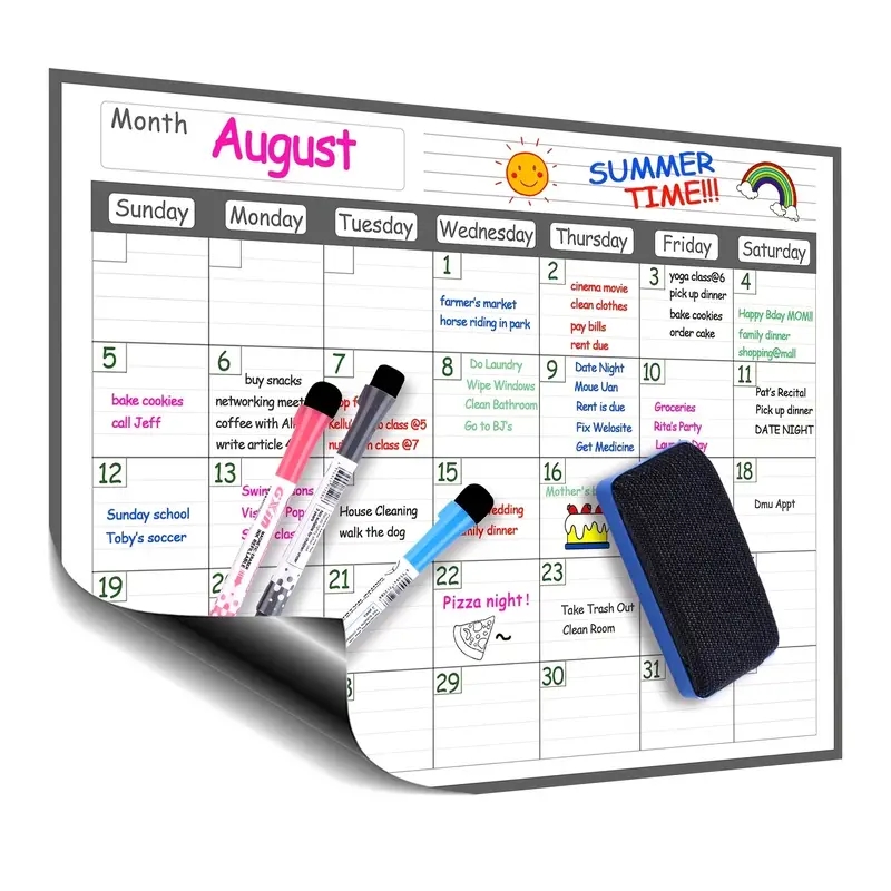 Magnetic Calendar Board - 1ชุดแม่เหล็กตู้เย็นลบปฏิทิน12 