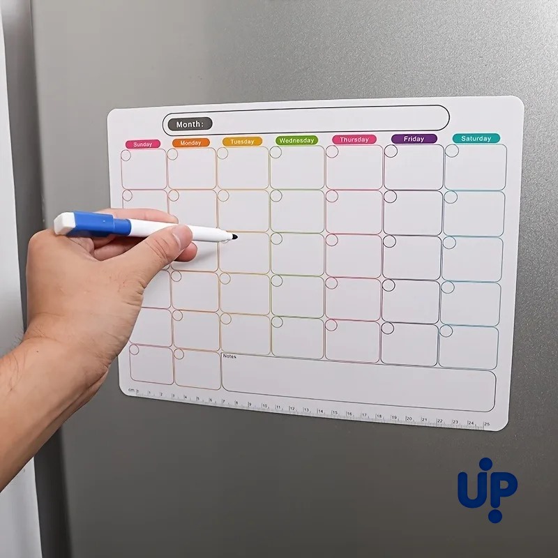 Magnetic Calendar Board - แม่เหล็กติดตู้เย็น, สมุดวางแผนรายเดือนและรายสัปดาห์, สติกเกอร์ปฏิทินแม่เหล็ก, กระดานข้อความแบบนุ่ม