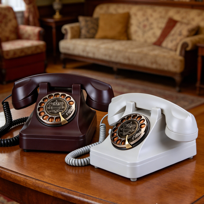 Home Office Call Center - โทรศัพท์บ้านแบบหมุนย้อนยุค ไร้สาย ใช้ซิมการ์ด พร้อมฐานหมุน สำหรับสำนักงาน บ้าน