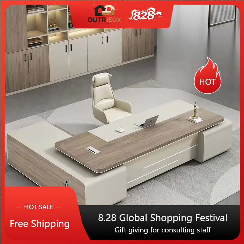 Home Office L Shaped Desk - โต๊ะทำงานสำนักงานหรูหรา โต๊ะทำงานผู้บริหารทันสมัย โต๊ะทำงานรูปตัว L พร้อมที่จัดเก็บของสวยงาม เฟอร์นิเจอร์สำนักงาน