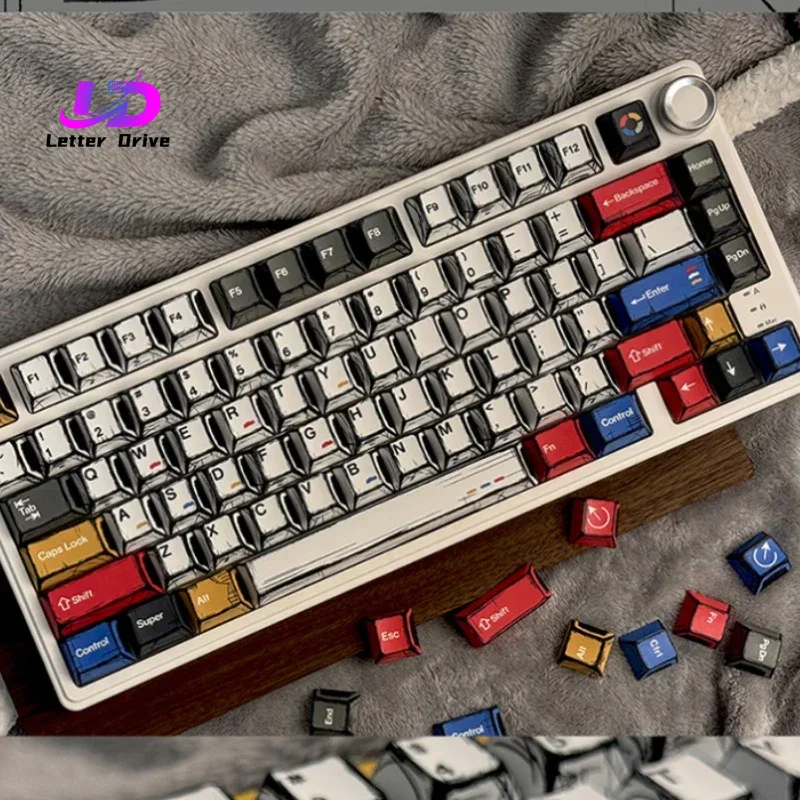 Home Office Keyboard - คีย์แคปการ์ตูนปี 2026 โปรไฟล์เชอร์รี่ แบบซับลิเมชั่น ปรับแต่งได้ตามต้องการ คีย์แคปมังงะสำหรับคีย์บอร์ดแบบกลไก