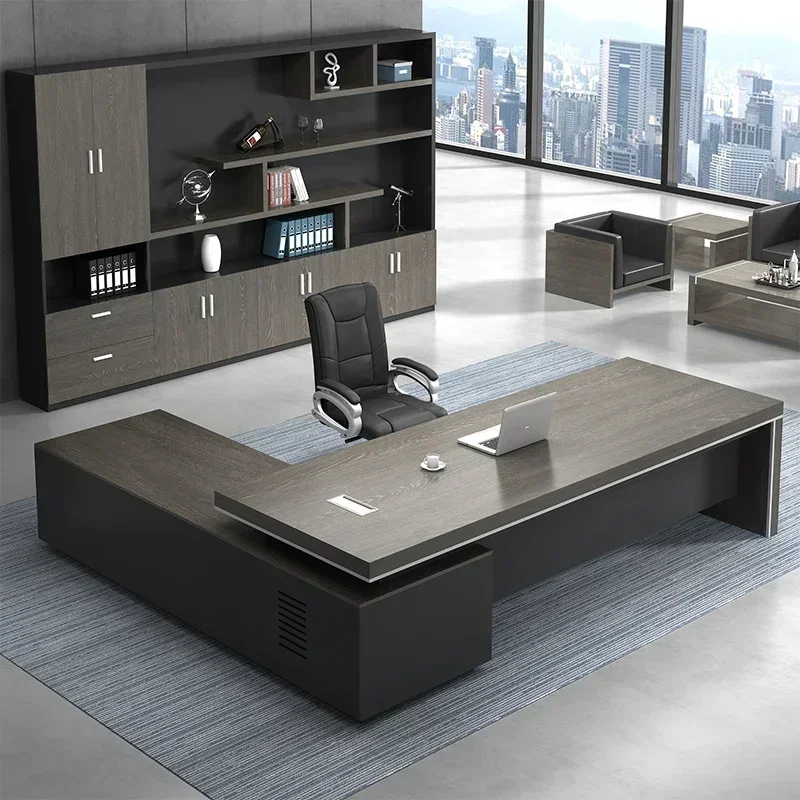 Home Office L Shaped Desk - โต๊ะทํางานคอมพิวเตอร์หน่วยงาน Executive มัลติฟังก์ชั่น Minimalist โต๊ะศึกษาตาราง Workstation