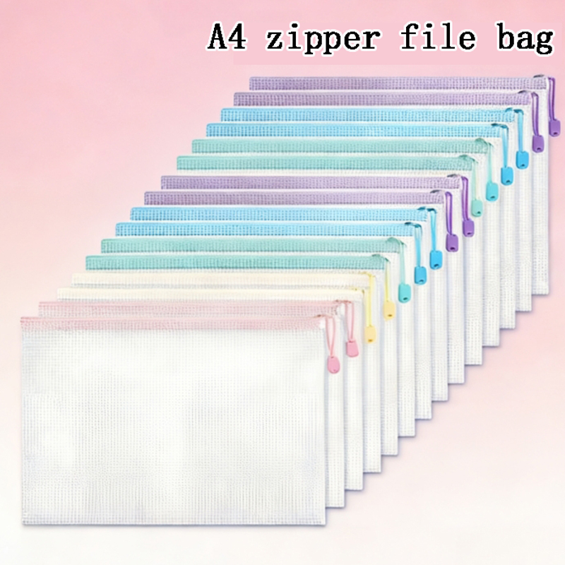 Home Office Travel Document - แฟ้มใส่เอกสารกันน้ำสีมาการอง ขนาด A4 แบบตาราง ความจุขนาดใหญ่ สำหรับนักเรียน