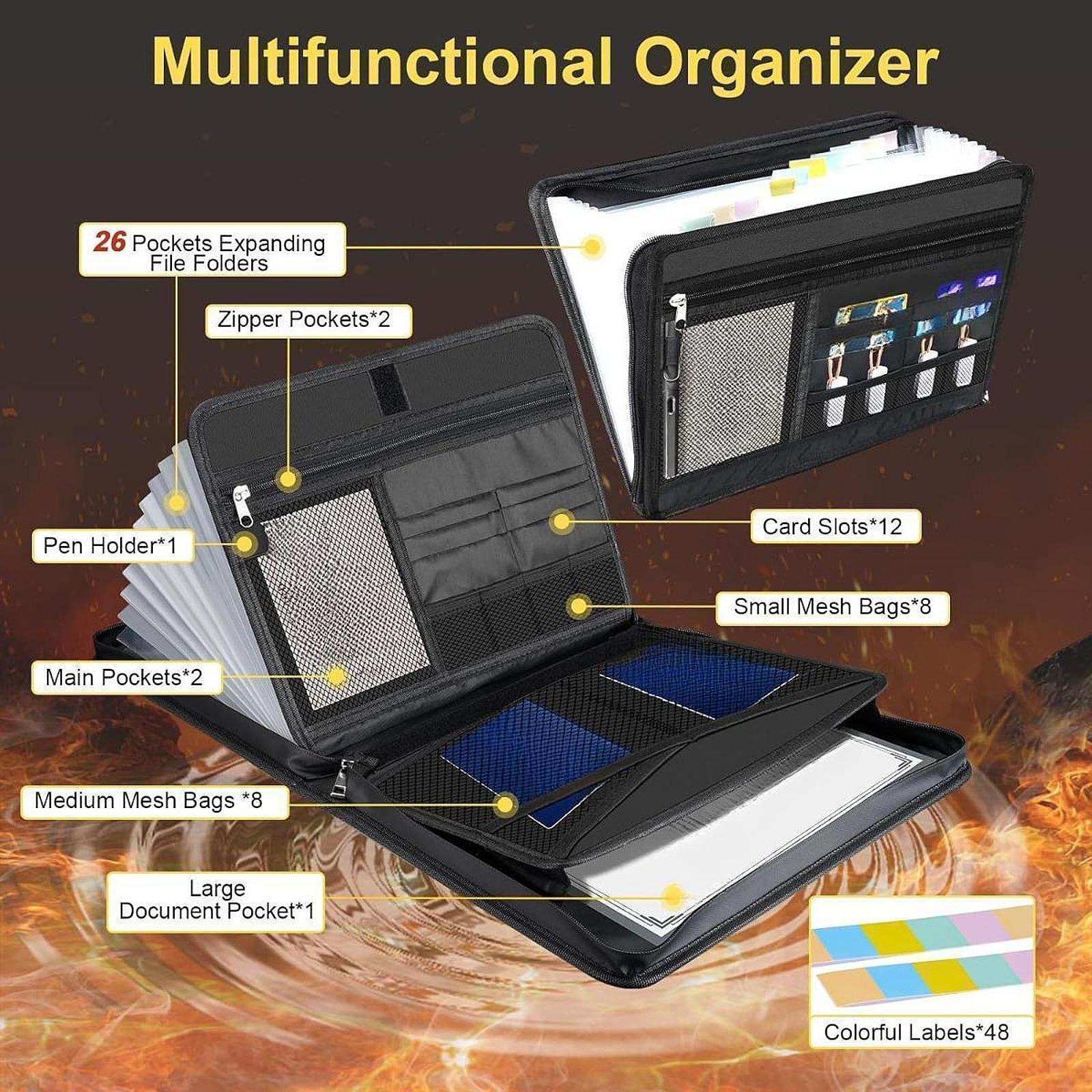 Home Office Travel Document - แฟ้มOrganizerอุปกรณ์สํานักงานโรงเรียน 13 กระเป๋า 26 ช่ององค์กรหลายกระเป๋าสําหรับHome TravelเอกสารLetter