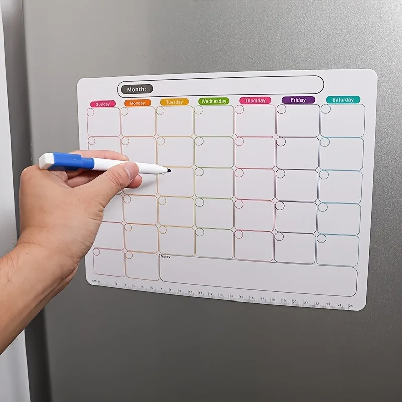 Magnetic Calendar Board - แม่เหล็กติดตู้เย็น, สมุดวางแผนรายเดือนและรายสัปดาห์, สติกเกอร์ปฏิทินแม่เหล็ก, กระดานข้อความแบบนุ่ม