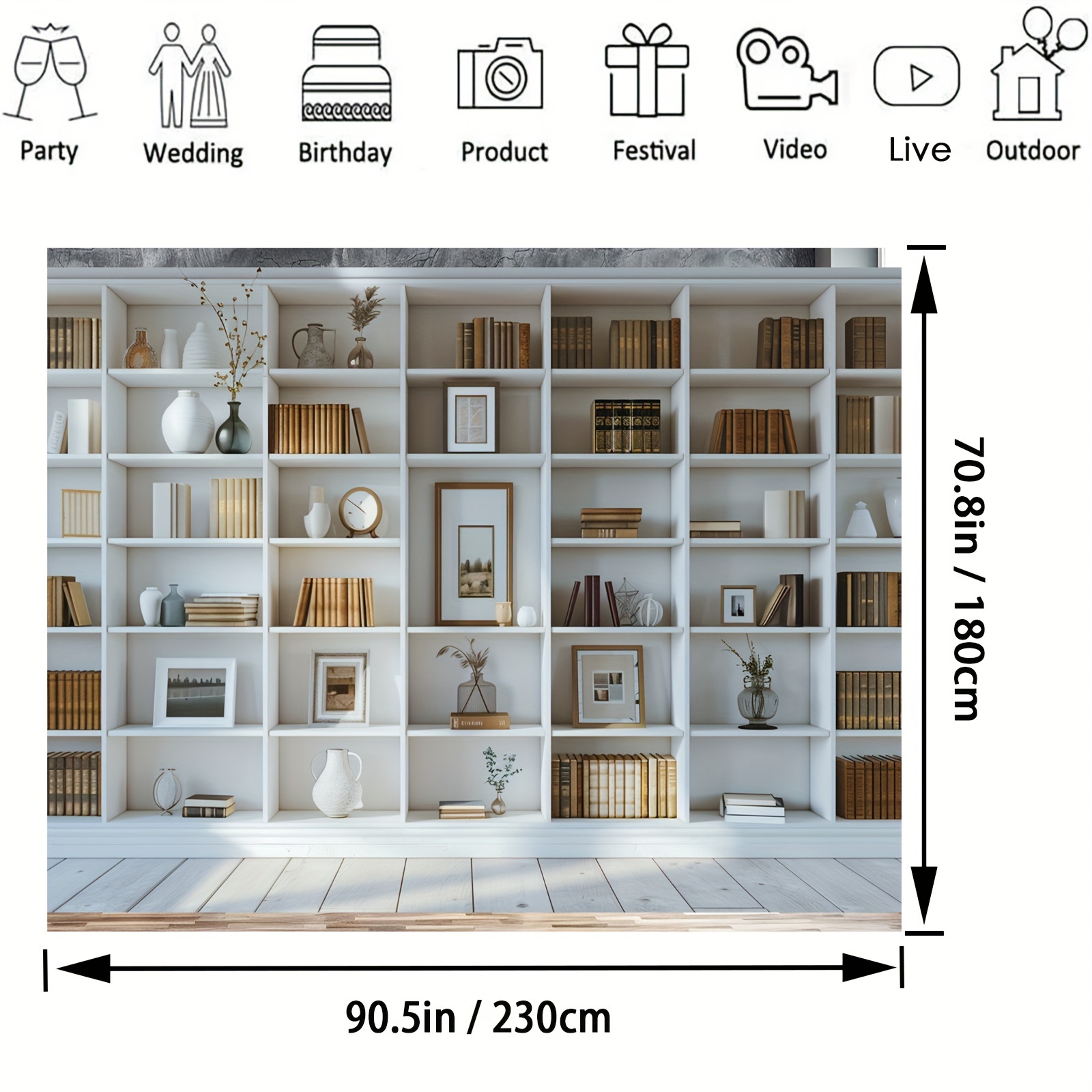 1 PC สีขาวชั้นวางหนังสือพื้นหล - Home Office Zoom Background บทวิจารณ์และราคา