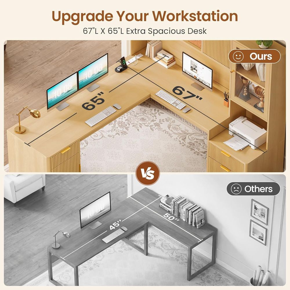 โต๊ะทำงานรูปตัว L ขนาด 67 x 65 - Home Office L Shaped Desk บทวิจารณ์และราคา