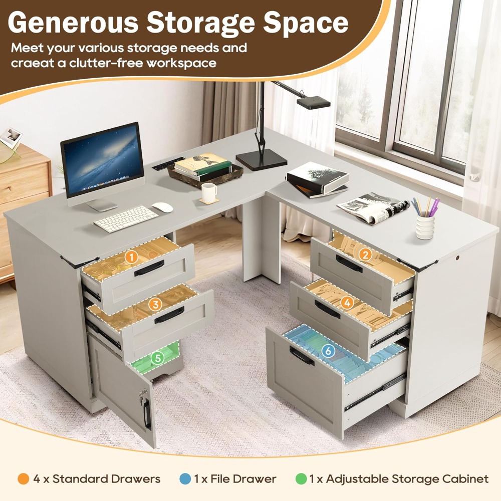 โต๊ะทำงานผู้บริหารรูปตัว L ขนา - Home Office L Shaped Desk บทวิจารณ์และราคา