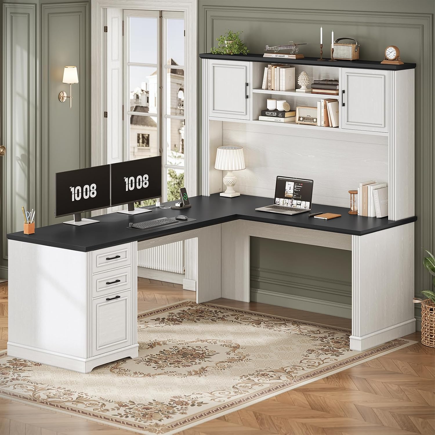 โต๊ะทำงานรูปตัว L พร้อมตู้เก็บ - Home Office L Shaped Desk บทวิจารณ์และราคา