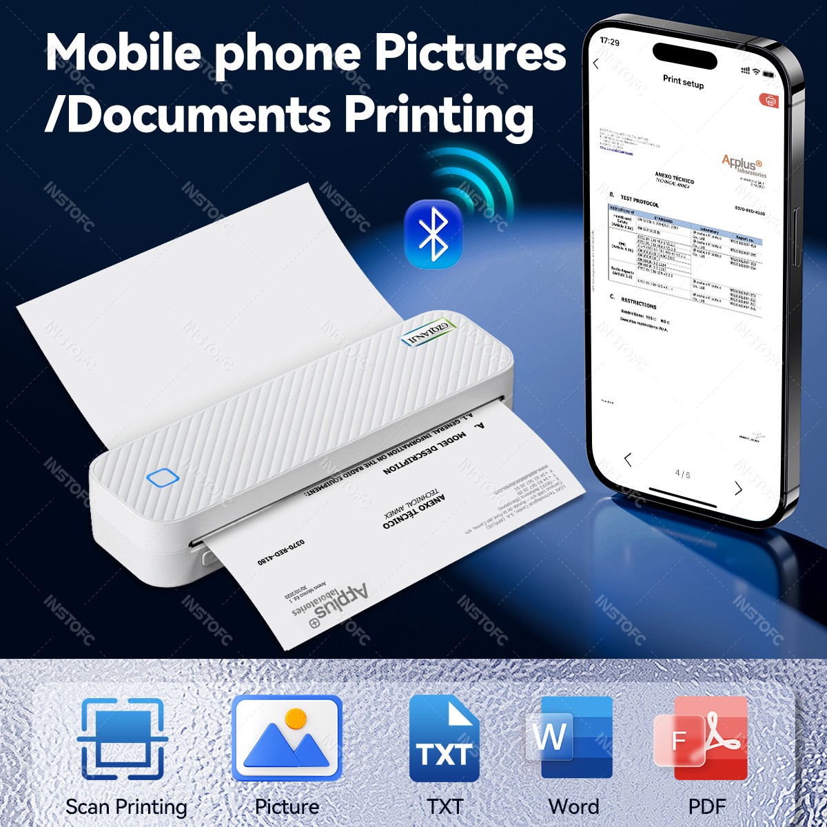 แบบพกพา A4 เครื่องพิมพ์ความร้อ - Home Office Travel Document บทวิจารณ์และราคา