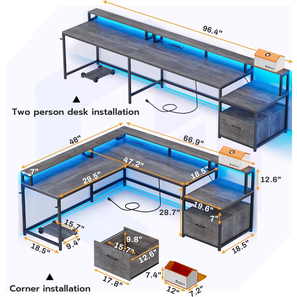 โต๊ะทำงานรูปตัว L ขนาด 66 นิ้ว - Home Office L Shaped Desk บทวิจารณ์และราคา