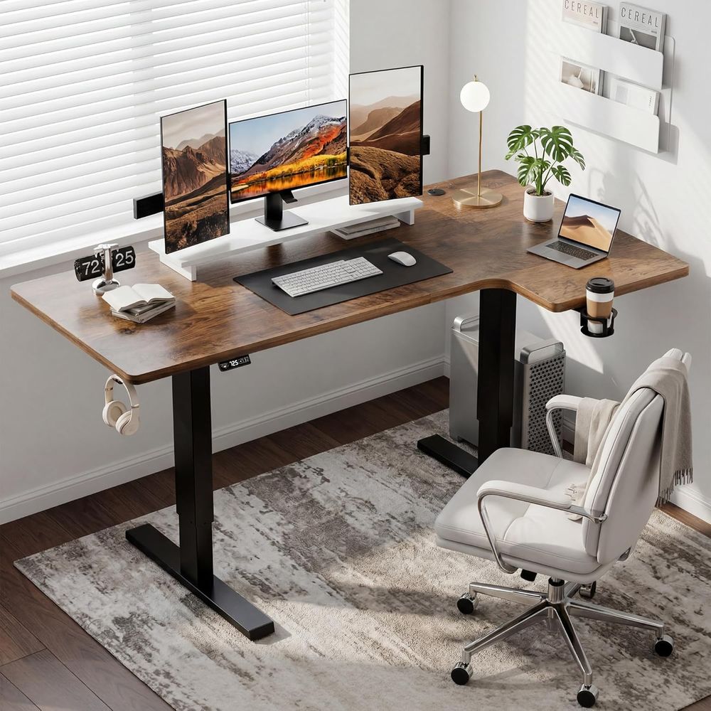 โต๊ะปรับระดับความสูงด้วยไฟฟ้าร - Home Office L Shaped Desk บทวิจารณ์และราคา