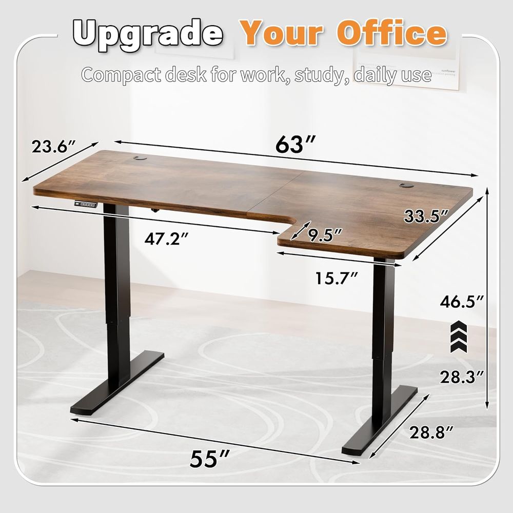 โต๊ะปรับระดับความสูงด้วยไฟฟ้าร - Home Office L Shaped Desk บทวิจารณ์และราคา
